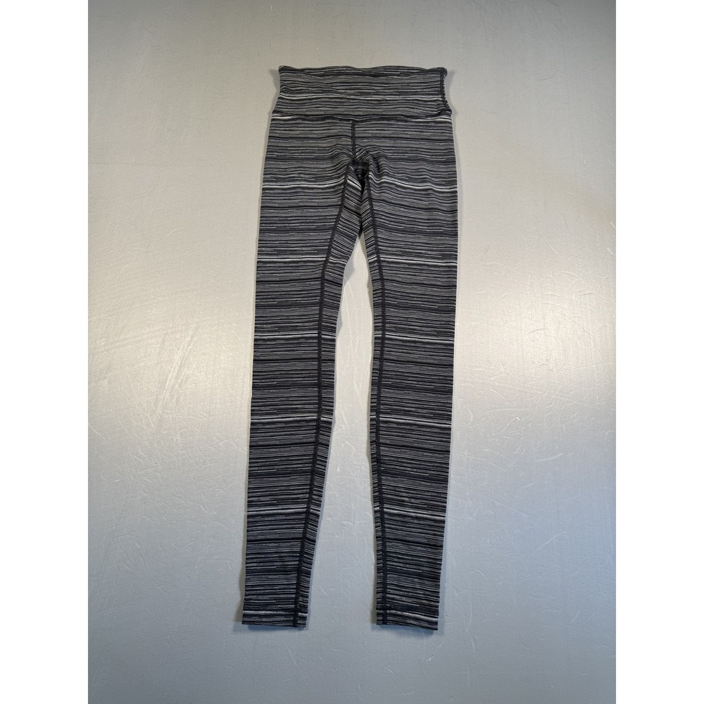 Lululemon Wunder Under Pant III, Cyber Stripe Deep Coal Black, Size 4